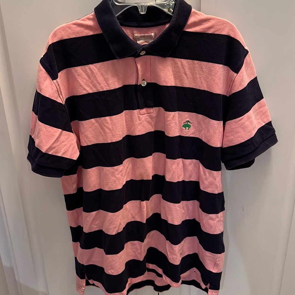 Mens Brooks Brothers pink short sleeve polo Size Large